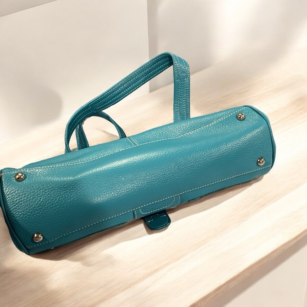 Vintage Tignanello Teal Leather Handbag - Picture 6 of 10